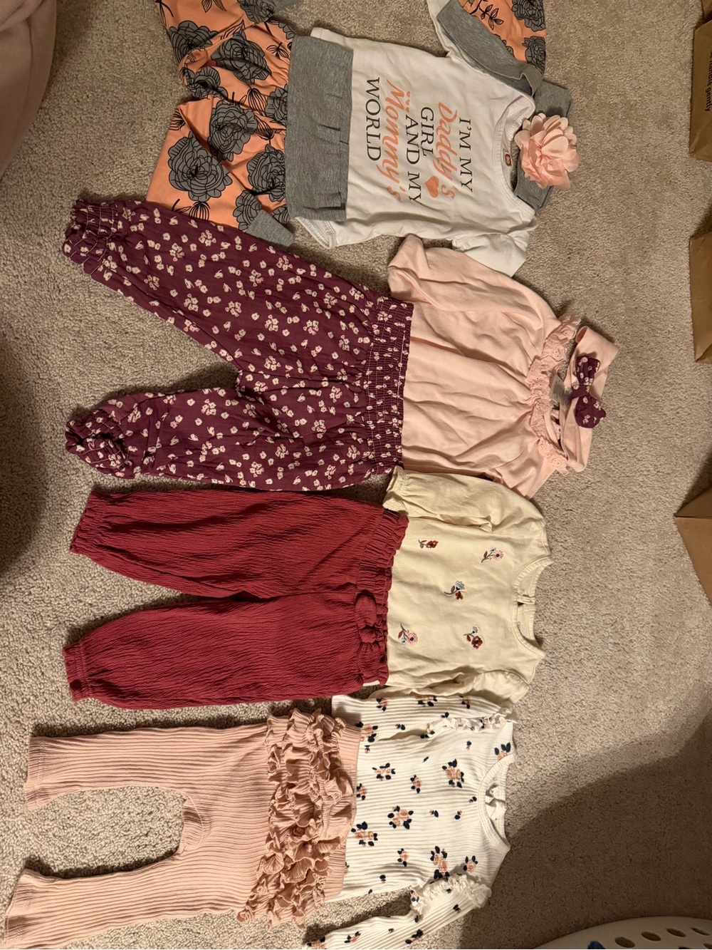 Girls Mixed Outfit Bundle - Pink, Burgundy & Cream Pieces